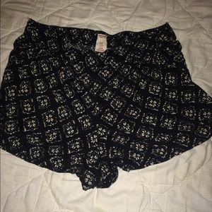 Black and white cloth shorts.